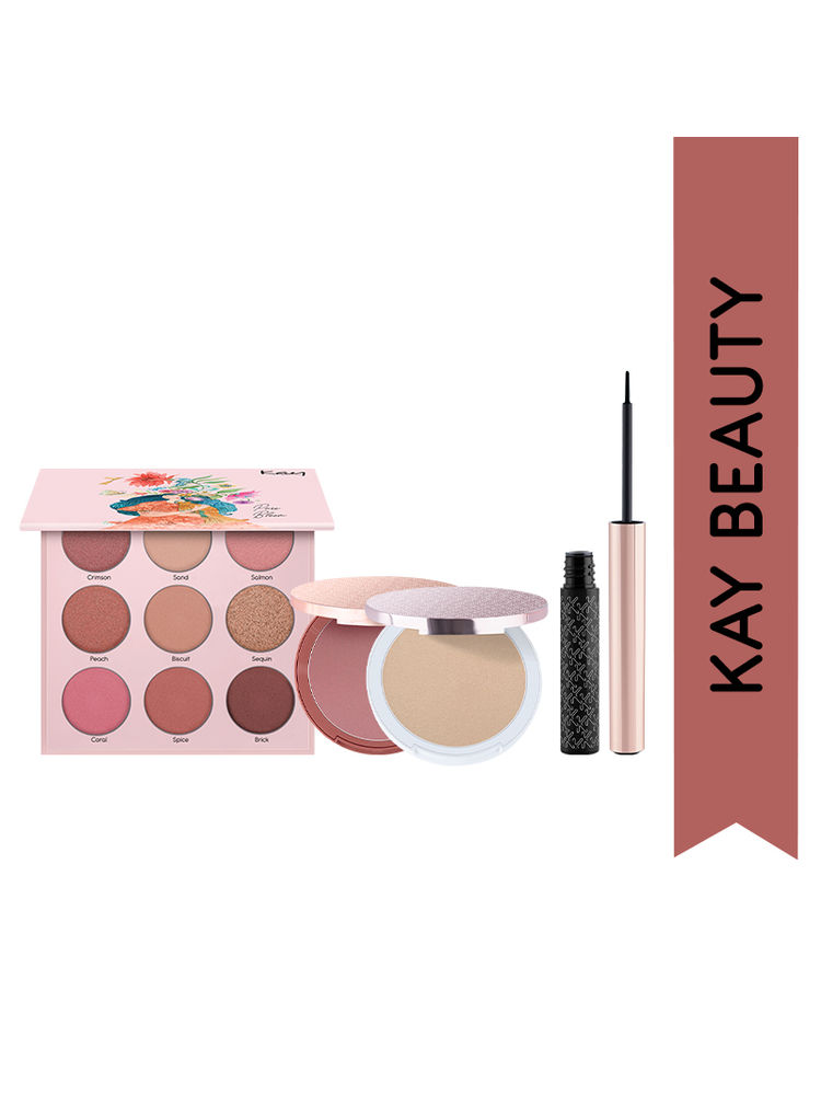 Kay Beauty Forever Fabulous Combo - Matte Blush + Highlighter + Eyeshadow Palette + Eyeliner-image-23