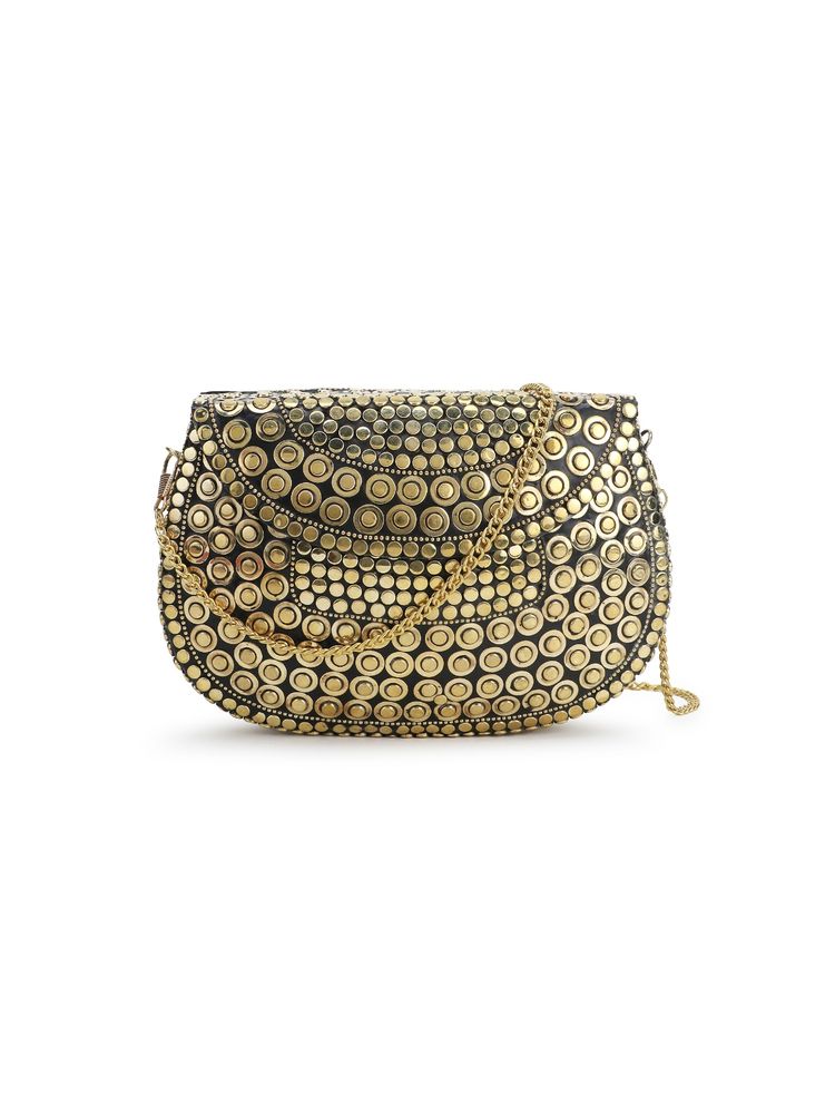 Anekaant Mosaic Gold Mosaic Embellished Metal Clutch-picture-11