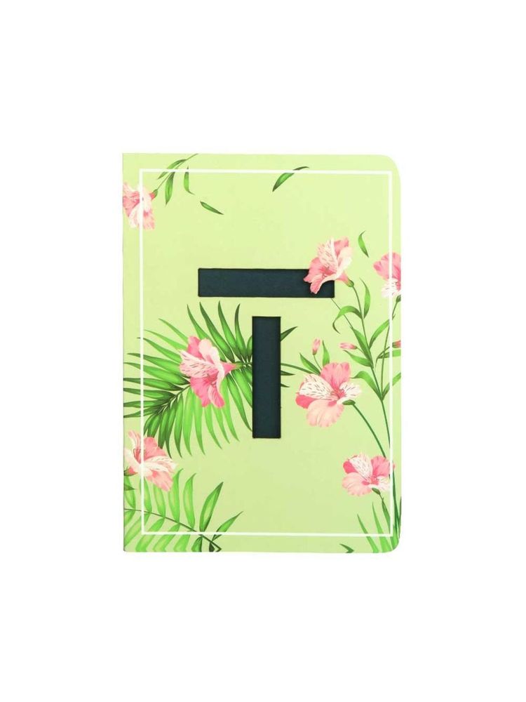 Doodle Initial T - Floral Monogram Notebook