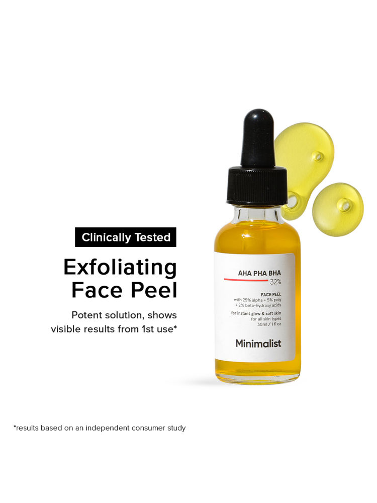 Minimalist 25% AHA + 5% PHA + 2% BHA Exfoliating Peel Solution For Instant Glow & Soft Skin