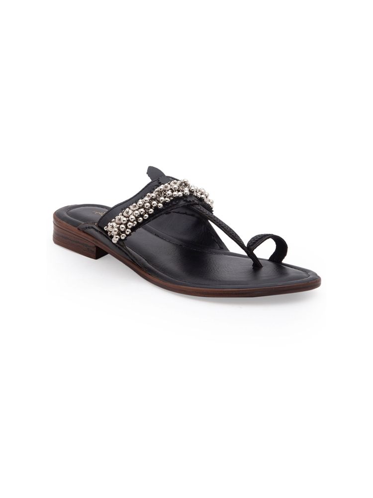 5 Elements by Radhika Gupta Black Embellished Kolhapuris-picture-25