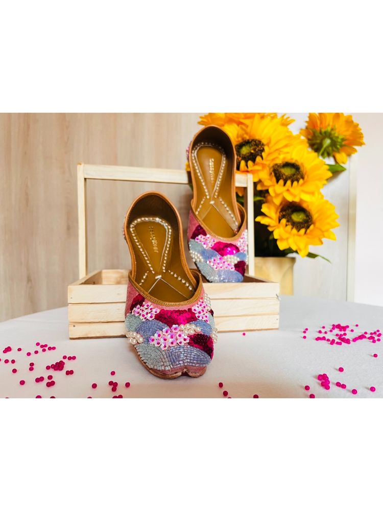 SassyHeer Candy Floss Multi Color Embellished Sequined Juttis-image-21