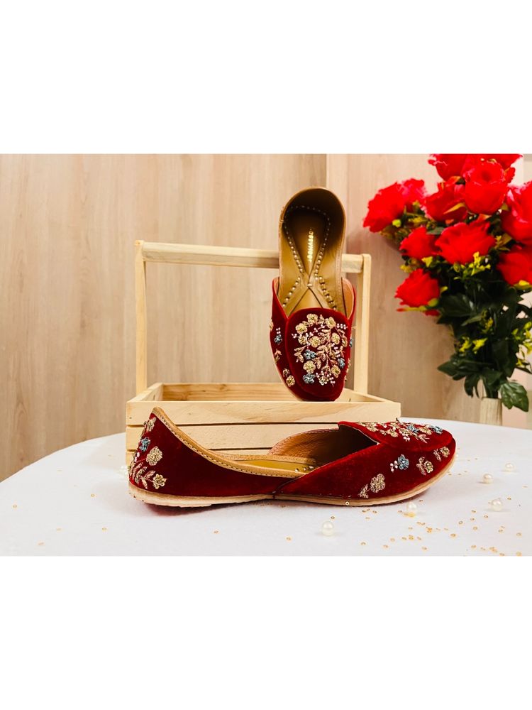 SassyHeer Maharani Red Embroidered Bridal Juttis
