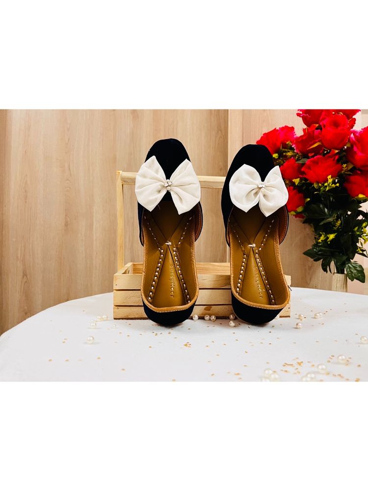 SassyHeer Sweetheart Women Navy Blue Bow Juttis-picture-20