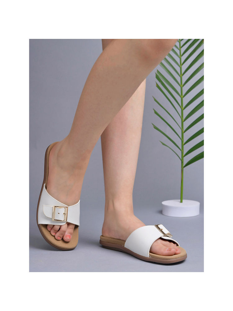 Shoetopia Stylish Solid White Flats for Women-image-7