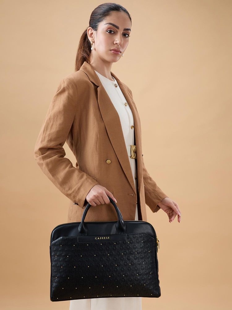 Caprese Women Rain Black Laptop Bag with Detachable Strap-picture-15