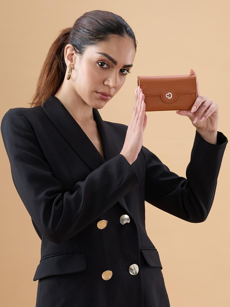 Caprese Women Carol Tan Textured Flap Wallet-picture-14