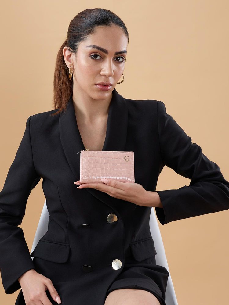 Caprese Women Vega Pink Textured Bifold Wallet-picture-14