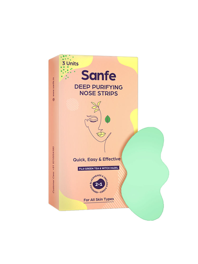 Sanfe Deep Purifying Nose Strips for Women - Pack of 3 with Fuji Green Tea & Witch Hazel extracts