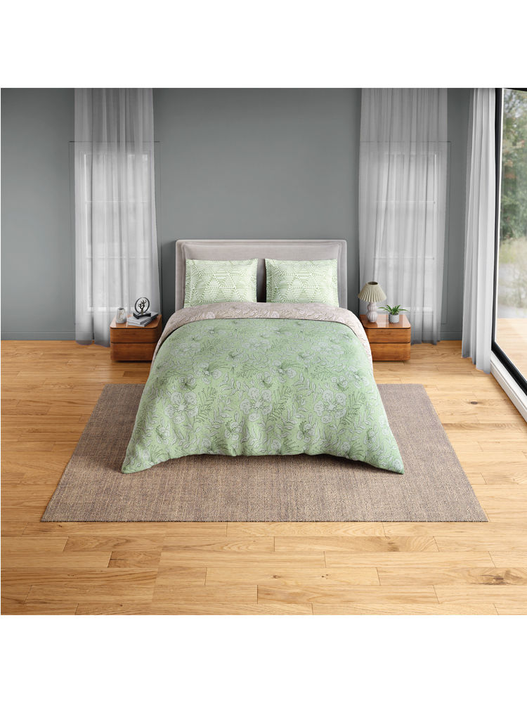 SPACES Green Fiora Cotton 144 TC Percale Bedsheet with 2 Pillow Covers-image-20