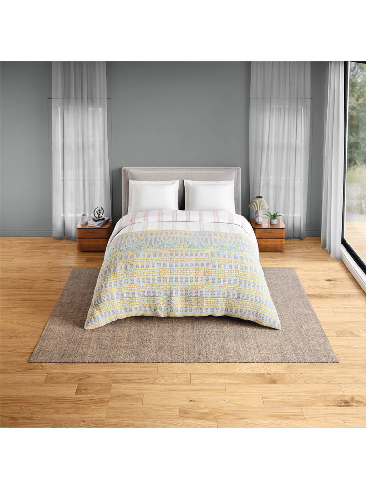 SPACES Grey Fiora Cotton 144 TC Percale Ornate Quilt (Double)-image-45