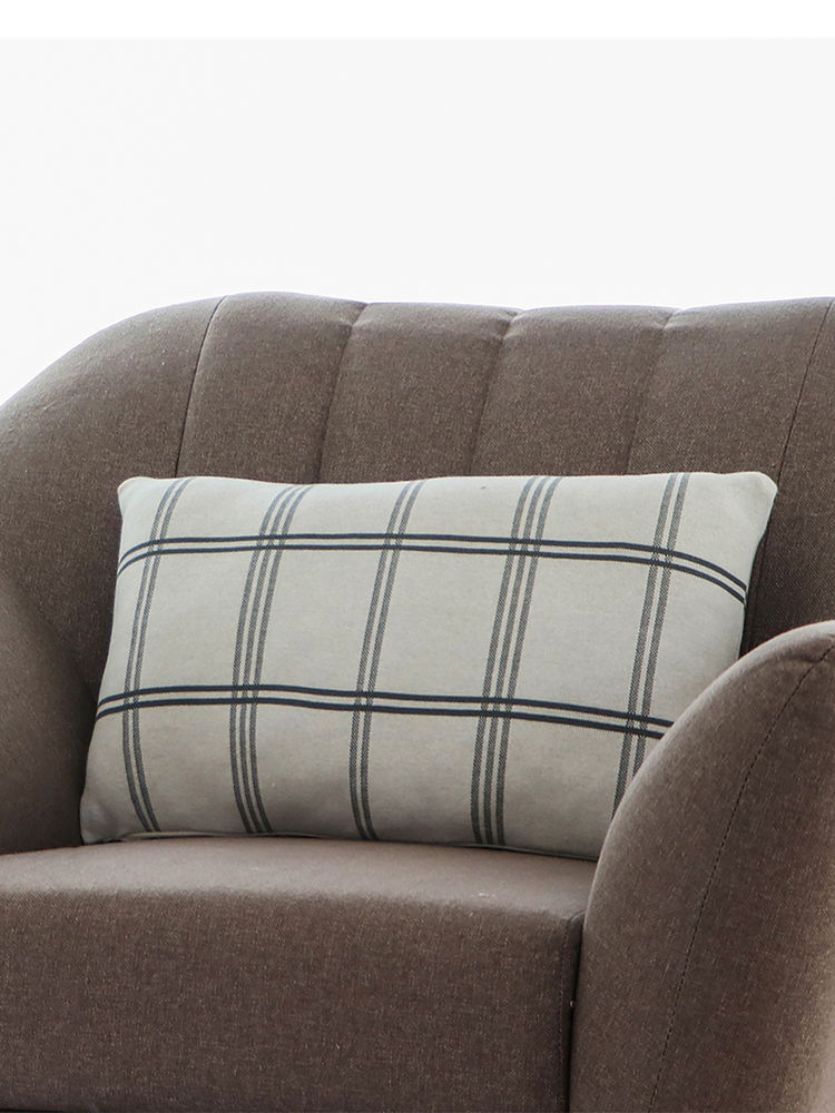 PLUCHI Windowpane Cotton Knitted Antique Grey Pillow Cover-image-12