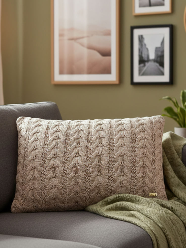 PLUCHI Colette Cloudy Beige Cotton Knitted Pillow Cover-image-41