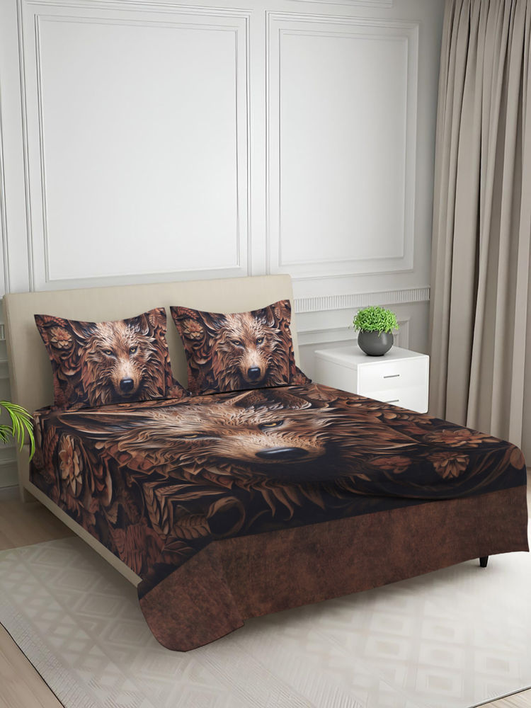 Signature Brown Super Soft Bedsheet with 2 Pillow Covers (King)-picture-19