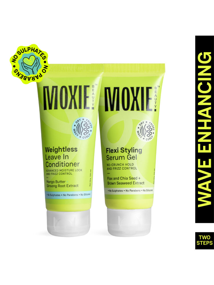 Moxie Beauty Wavy Vibe Setter Duo - Weightless Leave-in Conditioner & Styling Serum Gel