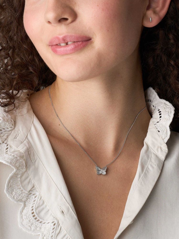 Fossil Sutton Silver Stainless Steel Butterfly Stone Necklace Set-picture-19