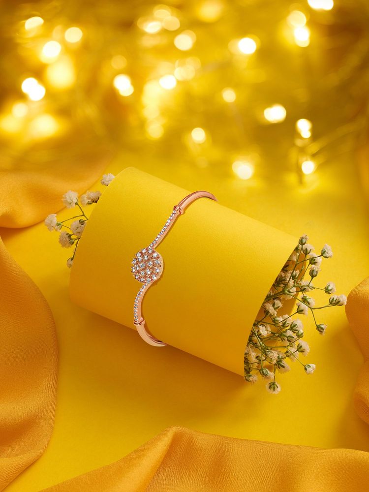 Zaveri Pearls Rose Gold Plated Cubic Zirconia Bracelet-picture-11