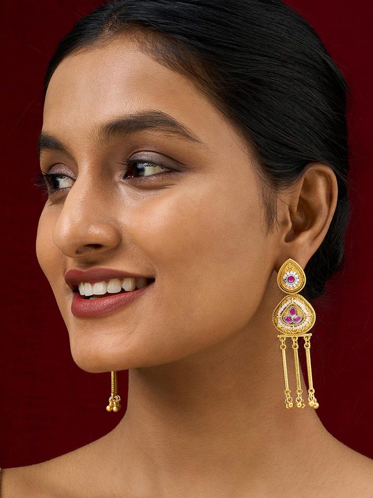 Teejh Amara Gold Red Stone Danglers-image-39