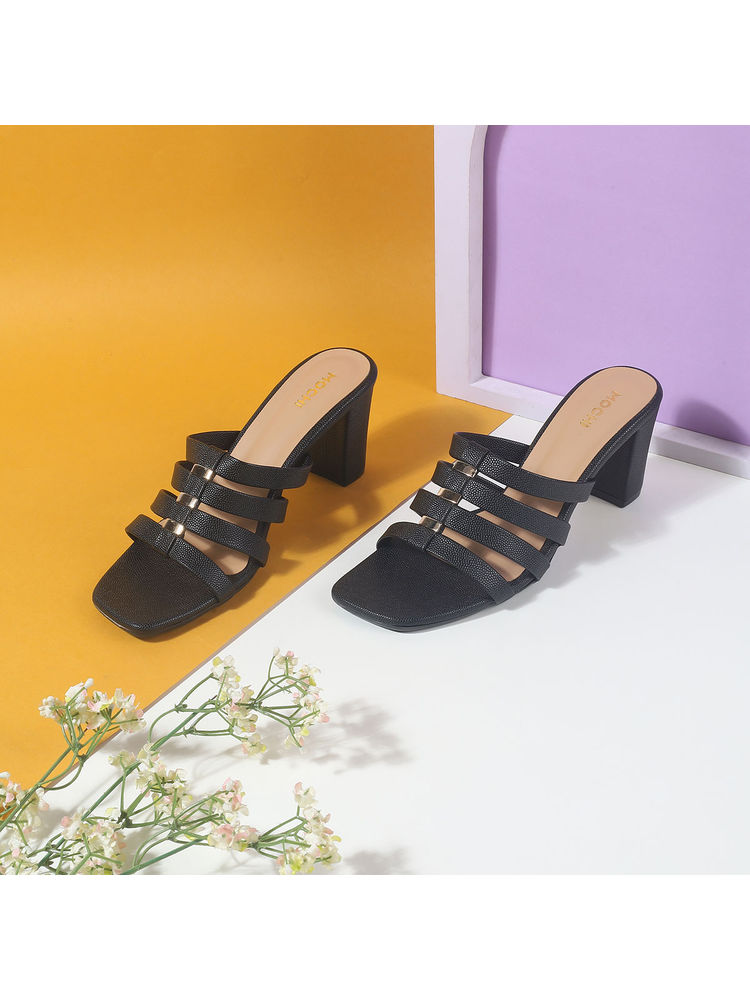 Mochi Women Black Sandal Heels-image-12