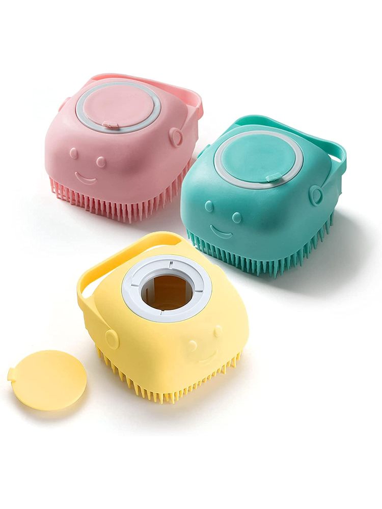 FYOLI Beauty Silicone Bath Body Scrubber Loofah Brush with Soap Dispenser - Multicolor