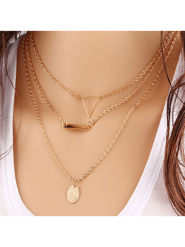 Jewels Galaxy Fashionable Geometric Multi Layered Ravishing Necklace For Women