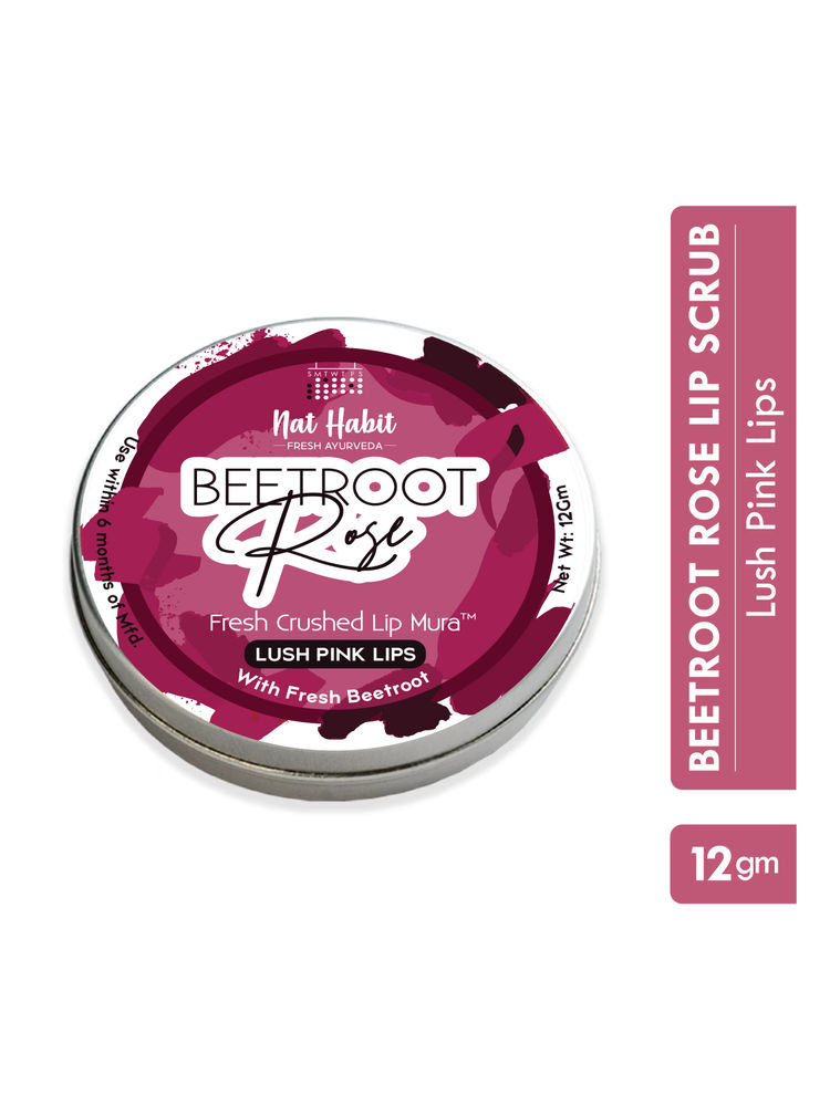 Nat Habit Beetroot Rose Fresh Lip Scrub, Lip Mask for Dark, Dry & Chapped Lips Natural Pink Lips-image-17