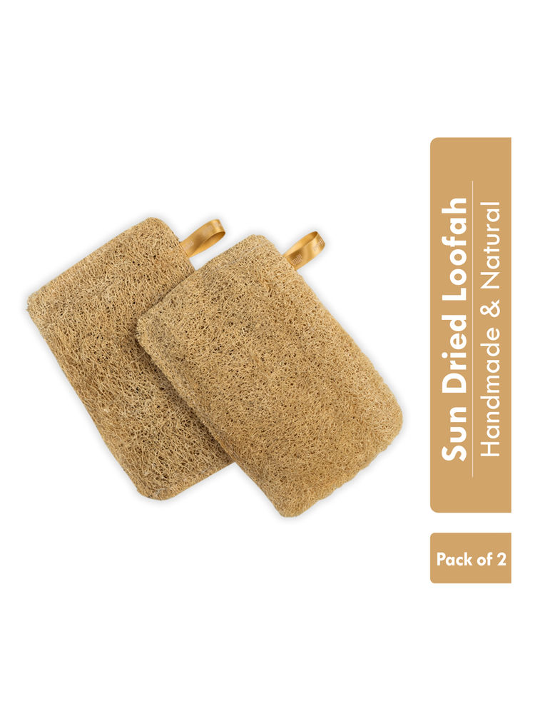 Nat Habit Natural Sun Dried Bath Loofah, Body Sponge, Scrubber for Men & Women, Sustainable Handmade
