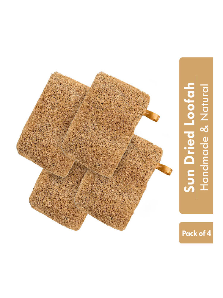 Nat Habit Natural Sun Dried Bath Loofah, Body Sponge, Scrubber for Men & Women, Sustainable Handmade