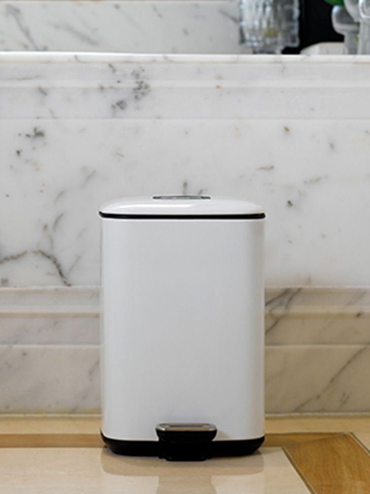 OBSESSIONS White Stainless Step 12L Square Dustbins-image-22