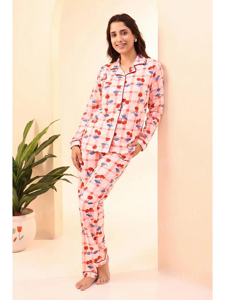 NAP STORY Cherry Print Full Sleeve Shirt And Pyjama-picture-17
