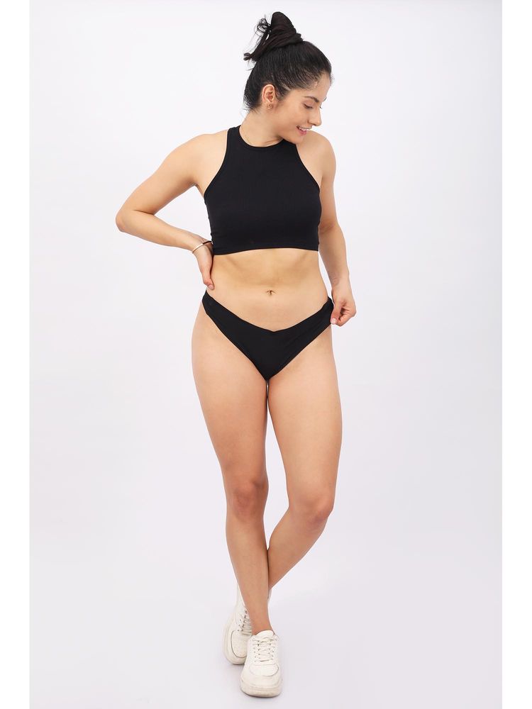 BASIQ. Seamless Thong Underwear Black Mid Waist-image-46