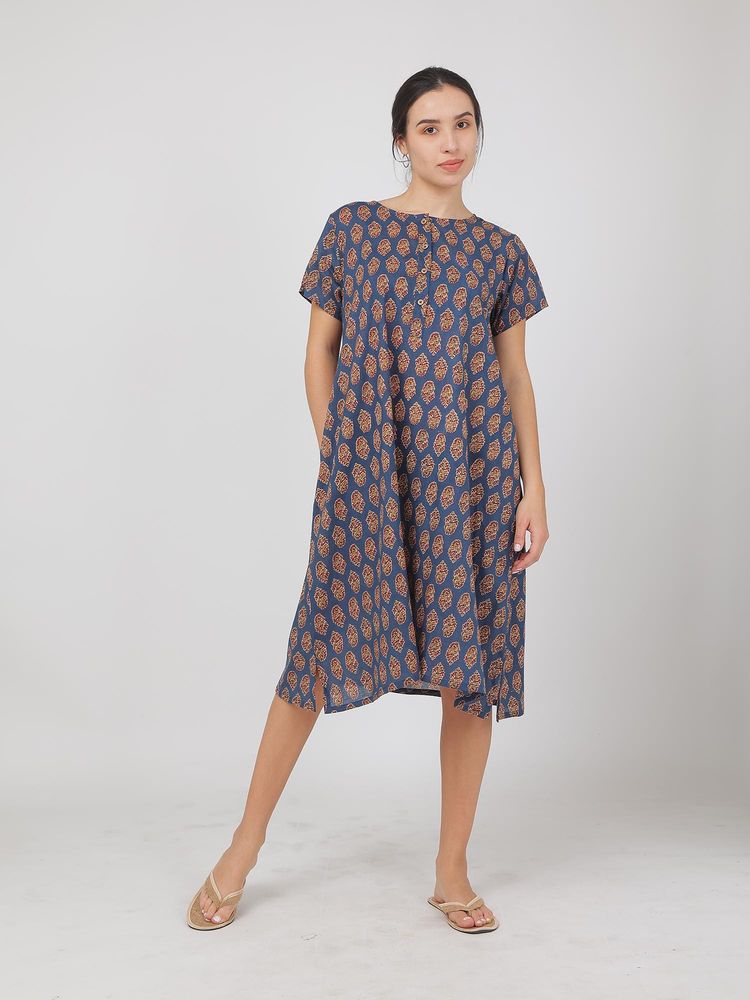 BREATH:ABLES Women Cotton Printed Night Dress Multi-Color-image-8