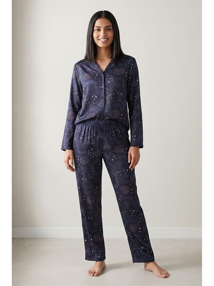 Zivame Knit Cotton Nightsuit - Evening Blue-picture-32