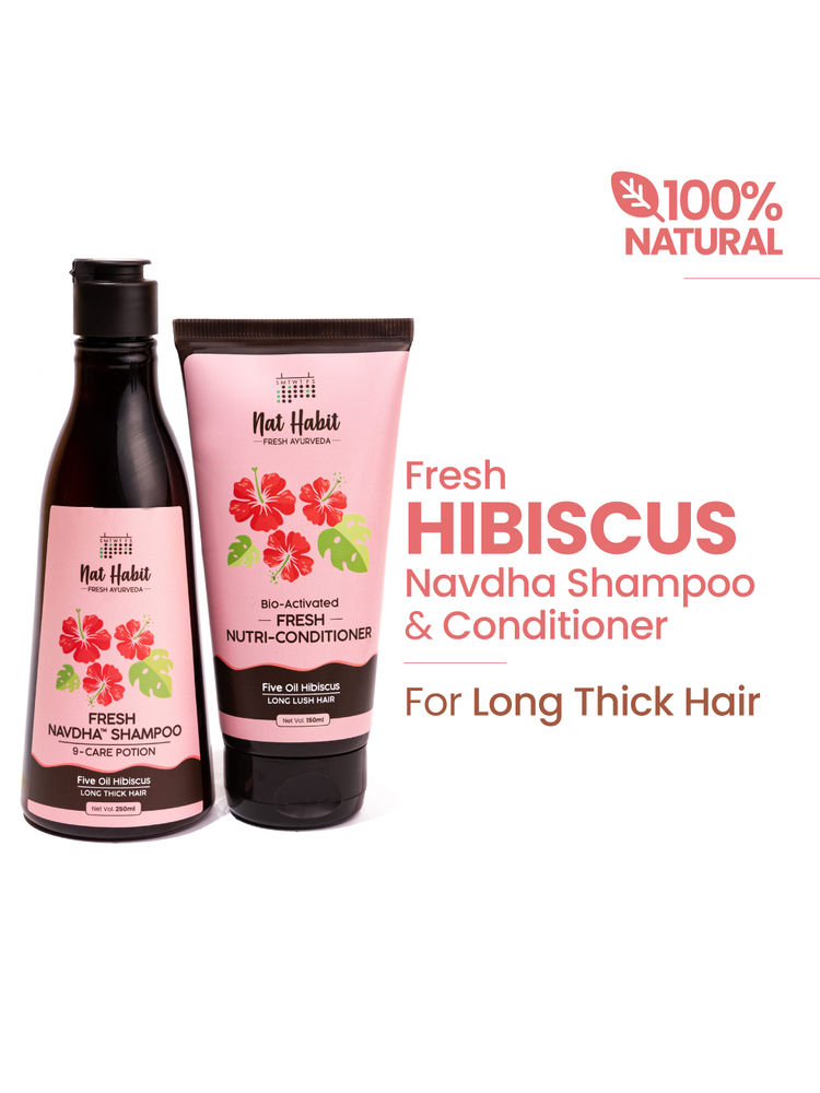 Nat Habit Five Oil Hibiscus Shampoo & Conditioner Combo For Hair Fall Control, 72 Hr Frizz Control-picture-48