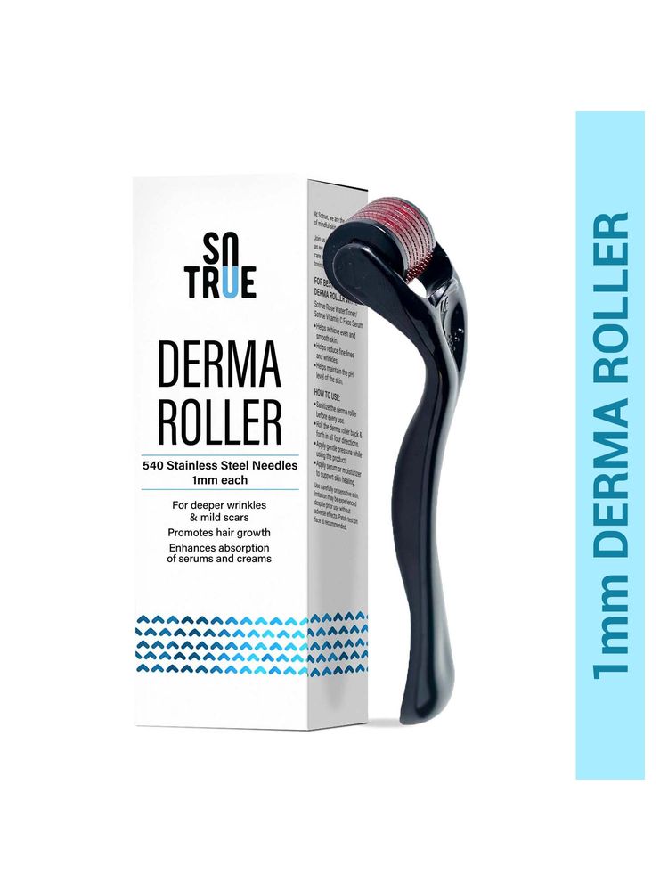 Sotrue Derma Roller For Hair Growth & Skin Tightening 1 MM With 540 Stainless Steel Needles