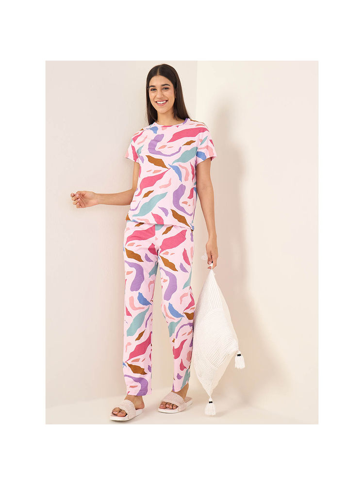 Sweet Dreams Pink Printed Regular Fit T-shirt and Pyjama-picture-27