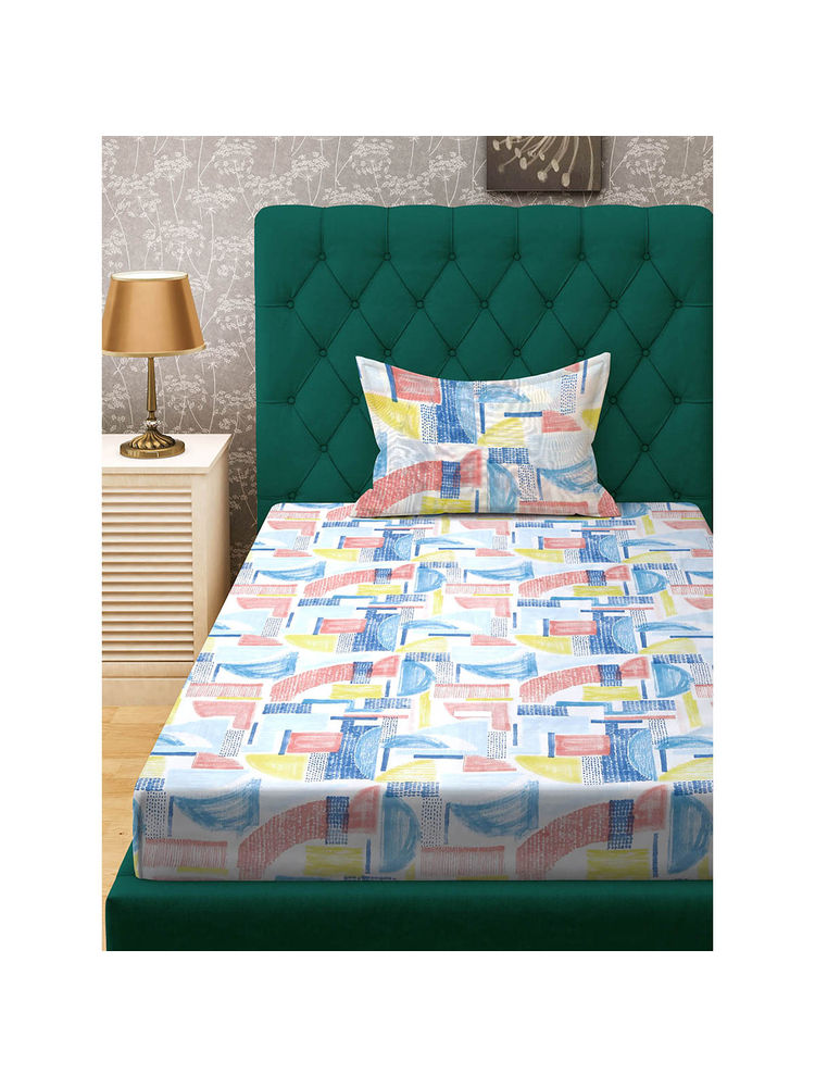 Rosara Home Microfiber Blue Ethnic 180 Tc Single Bedsheet with Pillow Covers-image-18
