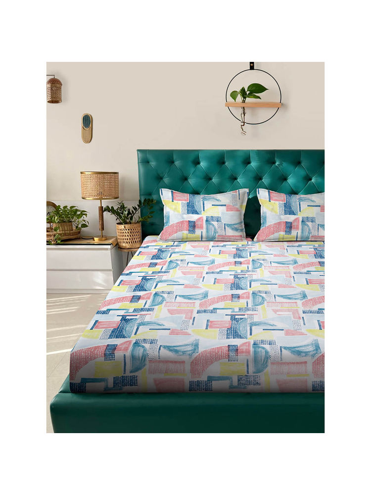 Rosara Home Microfiber Blue Ethnic 180 Tc Queen Bedsheet with Pillow Covers-image-17