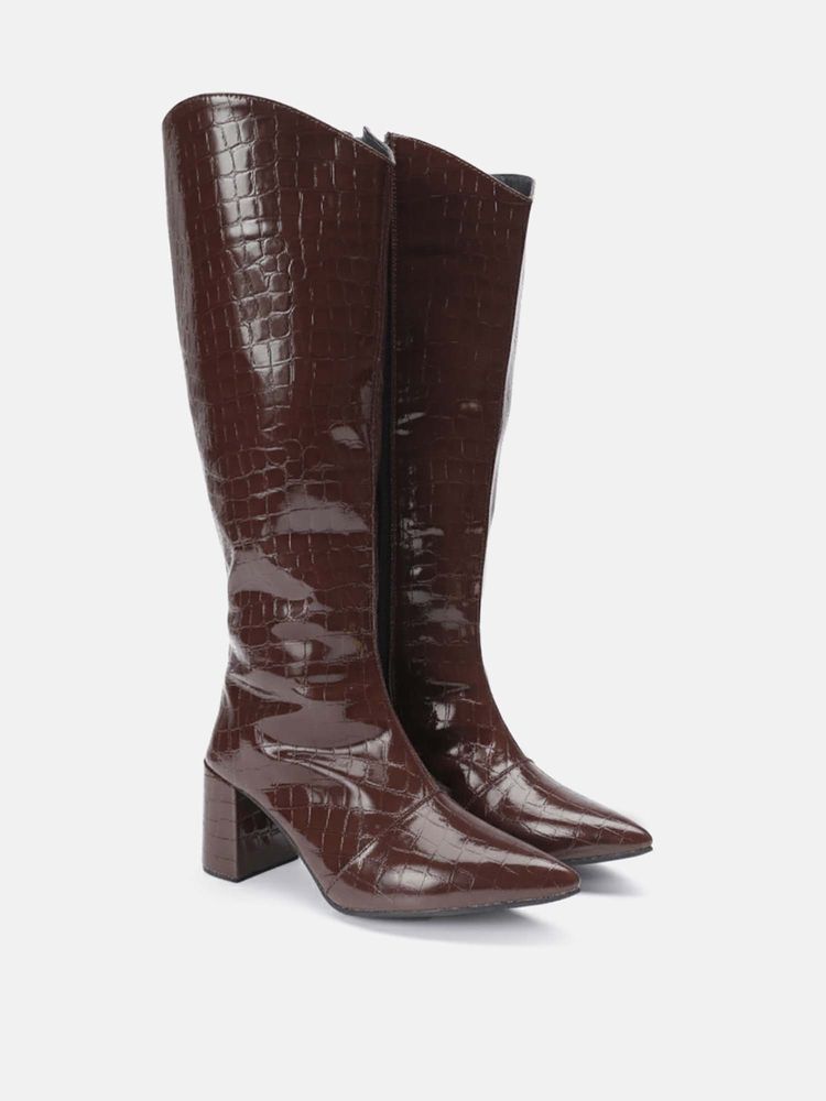 Zori World Dezire - Croc Patent Brown Casual Boots-picture-23