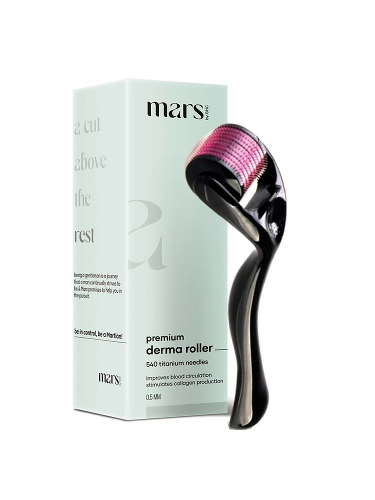 Mars by GHC Derma Roller With 540 Cross-Lined Titanium Needles For Faster Beard Growth