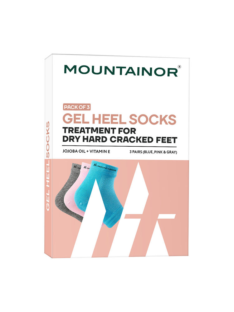 MOUNTAINOR Silicone Gel Heel Socks For Dry Hard Cracked Heel Repair Pad - Pink, Blue & Grey-image-6