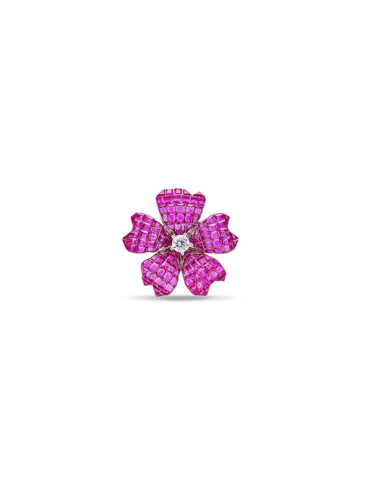 MISS JO Enchanted Petal Symphony Silver Cocktail Ring In Pink Size-picture-21