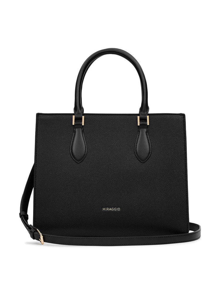 MIRAGGIO Zoe Black Handbag for Women with Adjustable & Detachable Sling Crossbody Strap (M)-picture-20