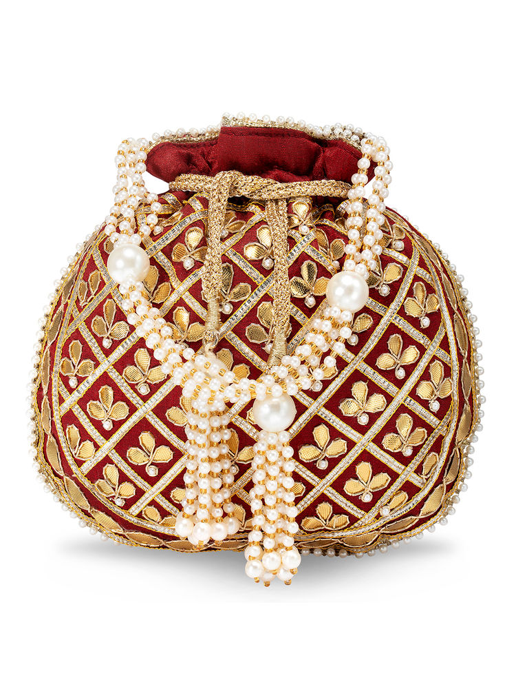 Peora Potli Bags for Women Evening Bag Clutch Ethnic Bride Purse with Drawstring (P09M)-picture-4