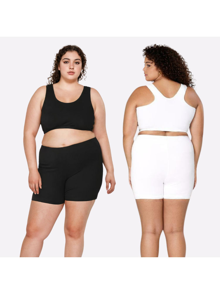 Adira Plus Size Black & White Under Dress Shorties (Pack of 2)-picture-16