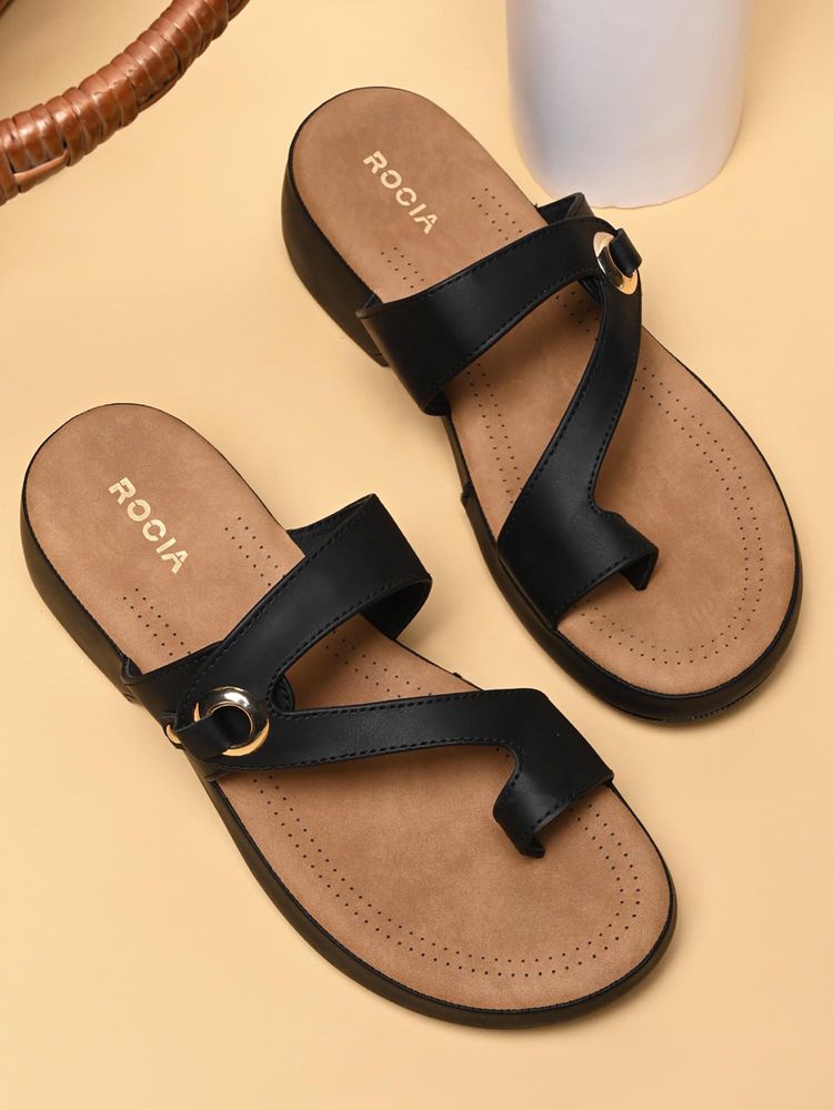 ROCIA By Regal Black Women Comfort One Toe Sandal Heels-image-31