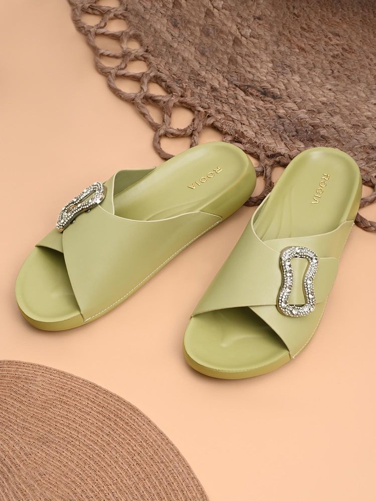 ROCIA By Regal Green Women Buckled Stylish Sandals-image-29