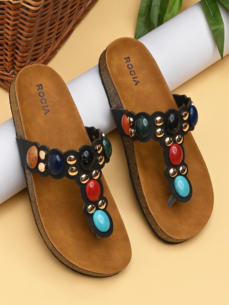 ROCIA By Regal Black Women Stone Embellished Sandals-picture-15