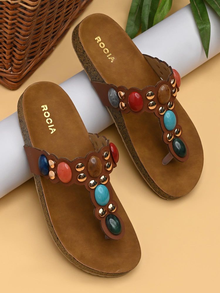 ROCIA By Regal Tan Women Stone Embellished Sandals-picture-27