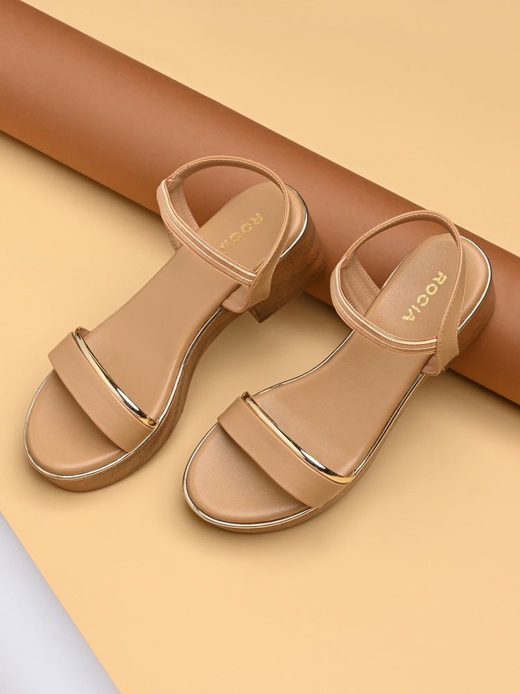 ROCIA By Regal Beige Women Classy Block Sandals Heels-image-43